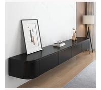 IYUESQ Mobile TV sospeso Nero, Console multimediale per intrattenimento, Mobile TV a Parete con Anta, Contenitore portaoggetti sotto la TV, 240x20x24 cm