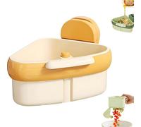 Izbdcy Curetoaway Suction Cup Sink Corner Rack, Food Waste Catcher for Sink, Kitchen Sink Strainer Basket with One-Press Bottom Release, Quickly Drop Collected Food Waste, No-Touch (Orange)