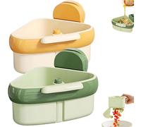 Izbdcy Curetoaway Suction Cup Sink Corner Rack, Food Waste Catcher for Sink, Kitchen Sink Strainer Basket with One-Press Bottom Release, Quickly Drop Collected Food Waste, No-Touch (2SET)