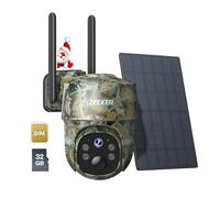 iZEEKER 4G LTE Fototrappola Solare, Fotocamera Caccia PTZ 2K con Scheda SD & SIM Visualizzazione Completa a 360°, Streaming Live, No Glow IR, Visione Notturna Motion Attivato IP65 Impermeabile