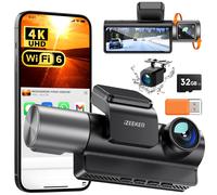 iZEEKER Dash Cam 3 Canali 4K con Scheda da 32GB GRATUITA, 4K+1080P+1080P Anterio