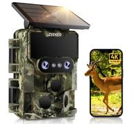 iZEEKER Fototrappola con Doppia Lente 4K 30fps 60MP, WiFi Bluetooth Fotocamera Caccia Visione Notturna Starlight Angolo di Rilevamento 120° Tempo di Trigger 0,1s con Scheda SD 32GB e 4 AA Batterie