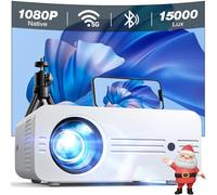 iZEEKER Proiettore, mini proiettore portatile aggiornato 2024 5G WiFi Bluetooth, 15000 lumen nativi 1080P Full HD 4K supportato, proiettore cinematografico Home Theater per iOS Android PS5 (borsa e tr