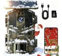 iZEEKER Solare WiFi Fototrappola 4K 64MP con Scheda SD 32GB, Bluetooth e APP Fototrappola con 5200mAh Batteria, Visione Notturna, 0,1s Tempo di Scatto Attivato dal Movimento per Monitoraggio Fauna