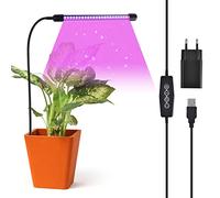 iZELL Lampada per piante a 48 LED con caricatore USB - 【4/8/ Timer 12H e 5 livelli di luminosità】 Luce di crescita con collo d'oca flessibile da 30 cm, luce per piante a spettro completo