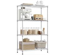 IZEUK Scaffalatura in metallo resistente, a 4 ripiani, in acciaio, per casa, cucina, ufficio, 453,6 kg, cromata (34,8 x 74,9 x 119,9 cm (diametro x larghezza x altezza)