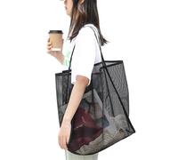 IZHAOGJING Borsa Mare,Borse Mare Borsa a tracolla estiva in rete traforata, grande capacità, for donna, borsa da viaggio, spiaggia, studente, borsa for lo shopping(No pocket black)
