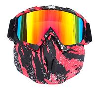 IZHAOGJING Mascherina Moto, Mascherina Motocross Adulti Casco da moto Dust Antifulto Maschera viso Respiratore Respiratore Motocross Goggles Glasses Safety Protective Eyewear Full Face(Red and black)