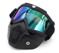 IZHAOGJING Mascherina Moto, Mascherina Motocross Maschera modulare Goggglie rimovibili e filtro della bocca Perfetto Uso adatto per il casco a mezza casco da moto open face o elmetti vintage(02)