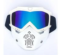 IZHAOGJING Mascherina Moto, Mascherina Motocross Maschera modulare Goggglie rimovibili e filtro della bocca Perfetto Uso adatto per il casco a mezza casco da moto open face o elmetti vintage(06)