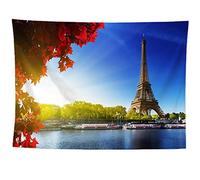 izielad Foresta Autunno Alberi Rossi Decor Eiffel Appeso a Parete Arazzo per Camera da Letto Soggiorno Dormitorio Accessori 150X200CM 59X78.7IN