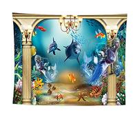 izielad Mondo Sott'acqua Acquerello Pesce Appeso a Parete Arazzo Art per Decorazioni per la Casa Dormitorio Decor Soggiorno Camera da Letto Copriletto 73X95CM 28.7X37.4IN