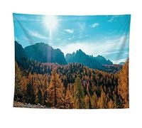 izielad Montagne Cadono Alberi Gialli Scenario Arazzo da Appendere a Parete per Camera da Letto Soggiorno Dormitorio 180X230CM 70.8X90.5IN
