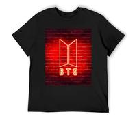 IZIWDORW BTS, maglietta da uomo a maniche corte, in cotone, alla moda, casual, con tessuto traspirante e vestibilità moderna, per l'uso quotidiano e avventure all'aria aperta, Nero , XXL