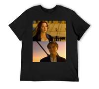 IZIWDORW Jack and Rose Titanic - Maglietta a maniche corte da uomo, a maniche corte, in cotone, con silhouette moderna, per look alla moda, Nero , L