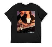 IZIWDORW Jack and Rose Titanic - T-shirt comoda in cotone, a maniche corte, girocollo, da indossare tutto il giorno, Nero , L