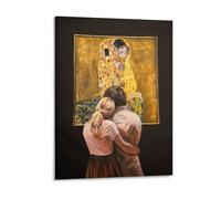 IZIWDORW Tela artistica da parete con cornice di Gustav klimts il bacio, per una casa contemporanea, regalo per l'inaugurazione della casa