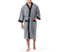 Izod Vestaglia Kimono in Maglia Waffle Accappatoio, Grigio mlange, Taglia Unica Uomo