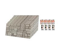 Izodekor - Pannelli da parete 3D in polistirolo, effetto pietra, per cucina, bagno, balcone, camera da letto, soggiorno, parete posteriore cucina, motivo: cortile sul retro, 10 pz., 4 tubetti di colla