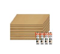 IZODEKOR Pannelli Murali 3D Effetto Pietra in Polistirolo - Ideali per cucina, bagno, balcone, camera da letto, soggiorno e terrazza | Light Wood (10 pannelli con 4 adesivi di montaggio)