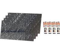 IZODEKOR Rivestimento Murale Aspetto Marmo - 4x pannelli + 4x adesivi di montaggio - Alternativa Piastrelle Bagno/Cucina, Pannelli Pareti Doccia, Posteriori Cucina | Tidal Wave