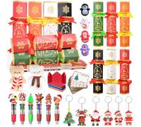 iZoeL 18 pezzi Regali Natale Crackers Set - Portachiavi Orso Penna Pupazzo di Neve, Richiesto il Montaggio, Regalo Natale con Biglietto Auguri, Idee Regalo & Riempibile & Divertimento (No Snap)