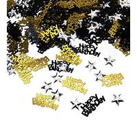 iZoeL 30g Oro Nero Compleanno Coriandoli, 10g Argento Stella Coriandoli Sequin, 20g Happy Birthday Coriandoli, Per La Festa Compleanno Anniversario Matrimonio Decorazione Della Tavola