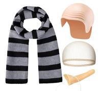 iZoeL Cappello Calvo Costume Calvo Accessori Costume Calvo per Cosplay Calvo Uomo Costume Carnevale Uomo, Cappello Calvo Lattice Sciarpa a Righe Nasi Lunghi per Uomo Halloween Carnevale Costume