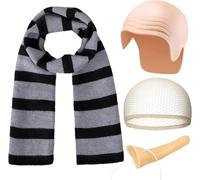 iZoeL Cappello Calvo Costume Halloween/Carnevale/Ball Masquerade - Cappello Calvo Lattice Sciarpa a Righe Nasi Lunghi pour Uomo Adulto