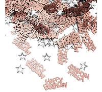 iZoeL Coriandoli compleanno 30g Confetti HAPPY BIRTHDAY in Rosa Oro (240pcs) + Stella Argento 350pcs tavolo decorazione feste
