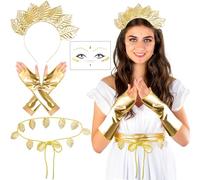 iZoeL Costumi Greche Donna Ragazze Cerchietti Oro, Paramani Oro, Cintura Dea, Tatuaggio - Accessori per Carnevale e Festa a Tema