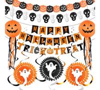 iZoeL Halloween Decorazioni Palloncini Halloween, Trick or Treat Teschio Zucca Ghirlanda Palloncini Lanterne Spirale Sospesa, pour Decorazioni Casa/Interni/Esterni/Casa Stregata/Giardino