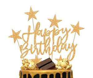 iZoeL Oro Torta Topper 2 Set, Buon Compleanno Stella Decorazione Ragazzo