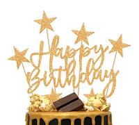 iZoeL Oro Torta Topper 2 Set, Buon Compleanno Stella Decorazione Torte