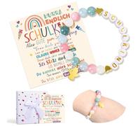 iZoeL Schulkind Bracciale con angelo custode, verde, 2025, regalo per l'inizio della scuola, per ragazze con biglietto di auguri e confezione regalo