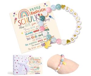 iZoeL Schulkind Bracciale con angelo custode, verde, 2025, regalo per l'inizio della scuola, per ragazze con biglietto di auguri e confezione regalo