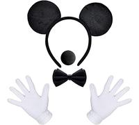 iZoeL Topolino Cerchietto, Guanti Bianchi + Topolino Cerchietto + Naso, per Costume Carnevale Cosplay Costume Halloween Festa di Compleanno a Tema Bambini Ragazzo Uomo