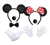 iZoeL Topolino Minnie Costume, Guanti Bianchi + Topolino Cerchietto + Minnie Cerchietto + Naso, per Carnevale Cosplay Halloween Festa a Tema Bambini Ragazze Ragazzo