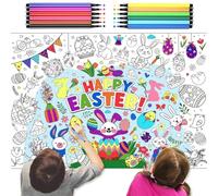 iZoeL Tovaglia da Colorare di Pasqua 118 * 86 cm Con 12 Colori Penne - Carta Con Coniglio per Festa Decorazioni Bambini Regalo DIY