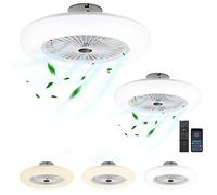 Izrielar 2x Ventilatore da Soffitto con Luce e Telecomando, 80W Smart LED Dimmable Ventilatori da Soffitto 3 Light Color Change e 6 Velocità Della Ventola per Camera da Letto Soggiorno