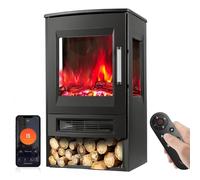 Izrielar Camino elettrico con termoventilatore, camino elettrico da parete con riscaldamento, camino elettrico WiFi, telecomando 900/1800 W, effetto fiamma a LED, con termostato, finestra panoramica