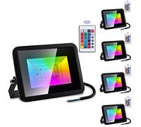 Izrielar Faretto 5er RGB 30W, colorato cangiante da esterno con telecomando, proiettore LED 16 colori 4 modalità con funzione di memoria, IP66 impermeabile per feste, giardini, cortili, senza spina