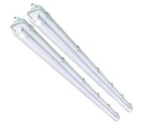 Izrielar LED Luce a prova di umidità 24w 2 Pezzi, 150CM Tubo LED 6000k Bianco Freddo Luce da Vasca, IP65 Impermeabile, 2400Lm Plafoniera per Garage Cantina Ufficio Magazzino Deposito Bagno