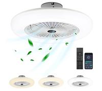 Izrielar Ventilatore da Soffitto con Luce e Telecomando, 80W Smart LED Dimmable Ventilatori da Soffitto 3 Light Color Change e 6 Velocità Della Ventola per Camera da Letto Soggiorno