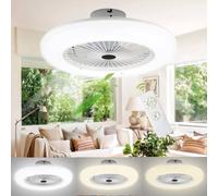 Izrielar Ventilatore da Soffitto con Luce e Telecomando, 80W Velocità del Vento Regolabile Luce LED 3000K-6500K Fan Plafoniera LED per Camera da Letto Soggiorno Sala da Pranzo, Bianco