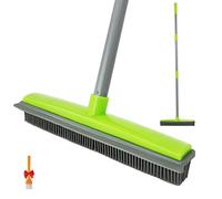IZSOHHOME scopa push scopa per animali domestici depilazione scopa con squeege, setole morbide in silicone con manico lungo, non graffia tappeto spazzare spazzola per gatto/cane capelli in legno duro