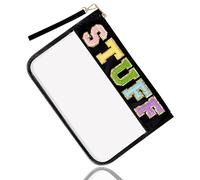 izuzta Borsa trasparente della borsa della lettera della ciniglia, sacchetto della chiusura lampo trasparente con il braccialetto, nero, STUFF