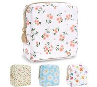 izuzta Nylon Lager - Mini borsa organizer per trucchi, piccola, sottile, colore: bianco/floreale, Bianco-floreali., Mini