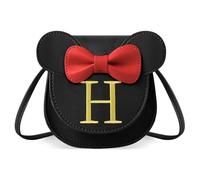 izuzta Portafogli per bambini per ragazze 1 2 3 4 5 6 7 8 9 anni regalo di compleanno carino mini mouse borsa a tracolla, Piccolo/Borsa nera/Lettera Glod, H, H