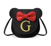 izuzta Portafogli per bambini per ragazze 1 2 3 4 5 6 7 8 9 anni regalo di compleanno carino mini mouse borsa a tracolla, Piccolo/Borsa nera/Lettera Glod, G, G